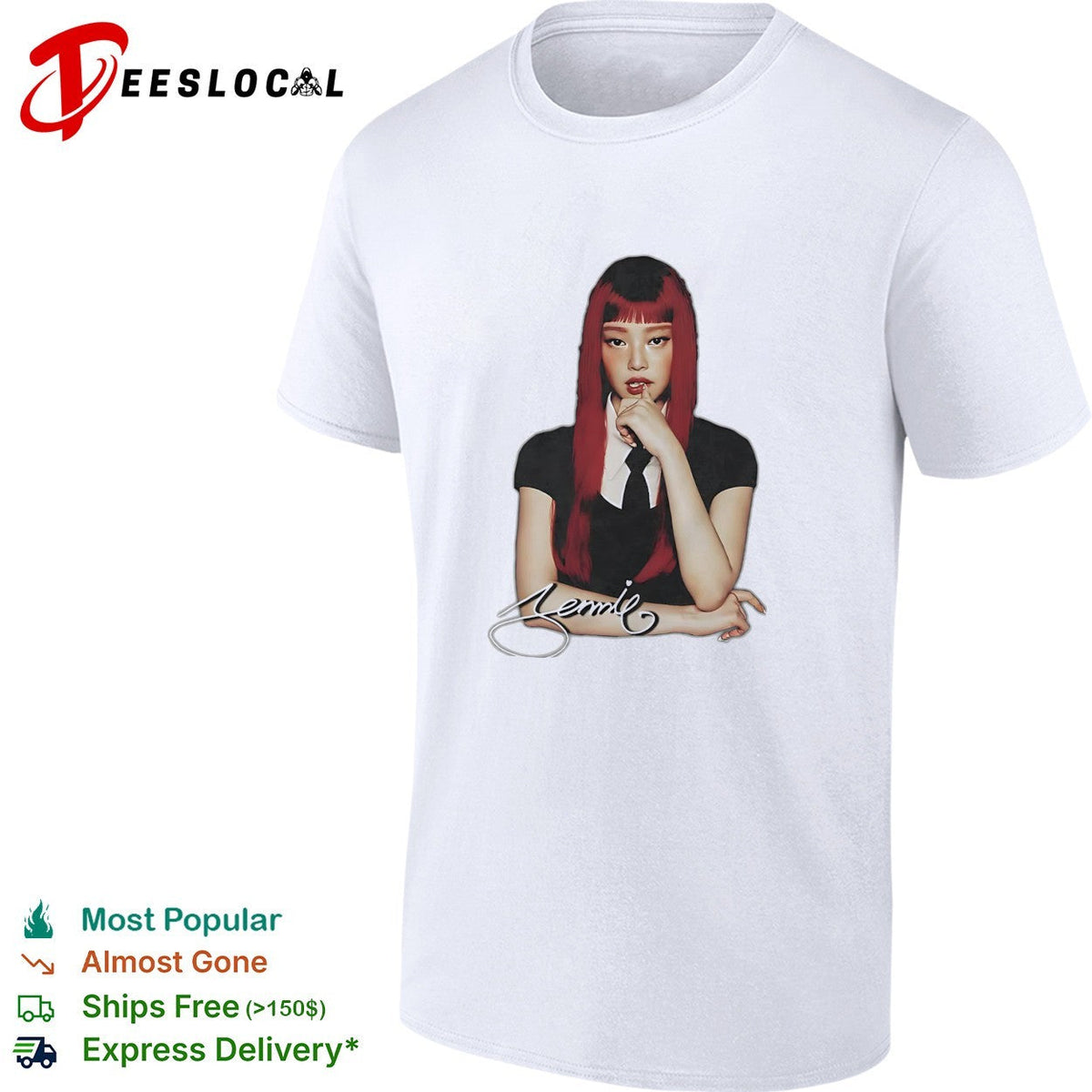 Jennie Kim Blackpink Signature Logo Jennie Blackpink Kpop Idol Fan Art Shirt Unisex
