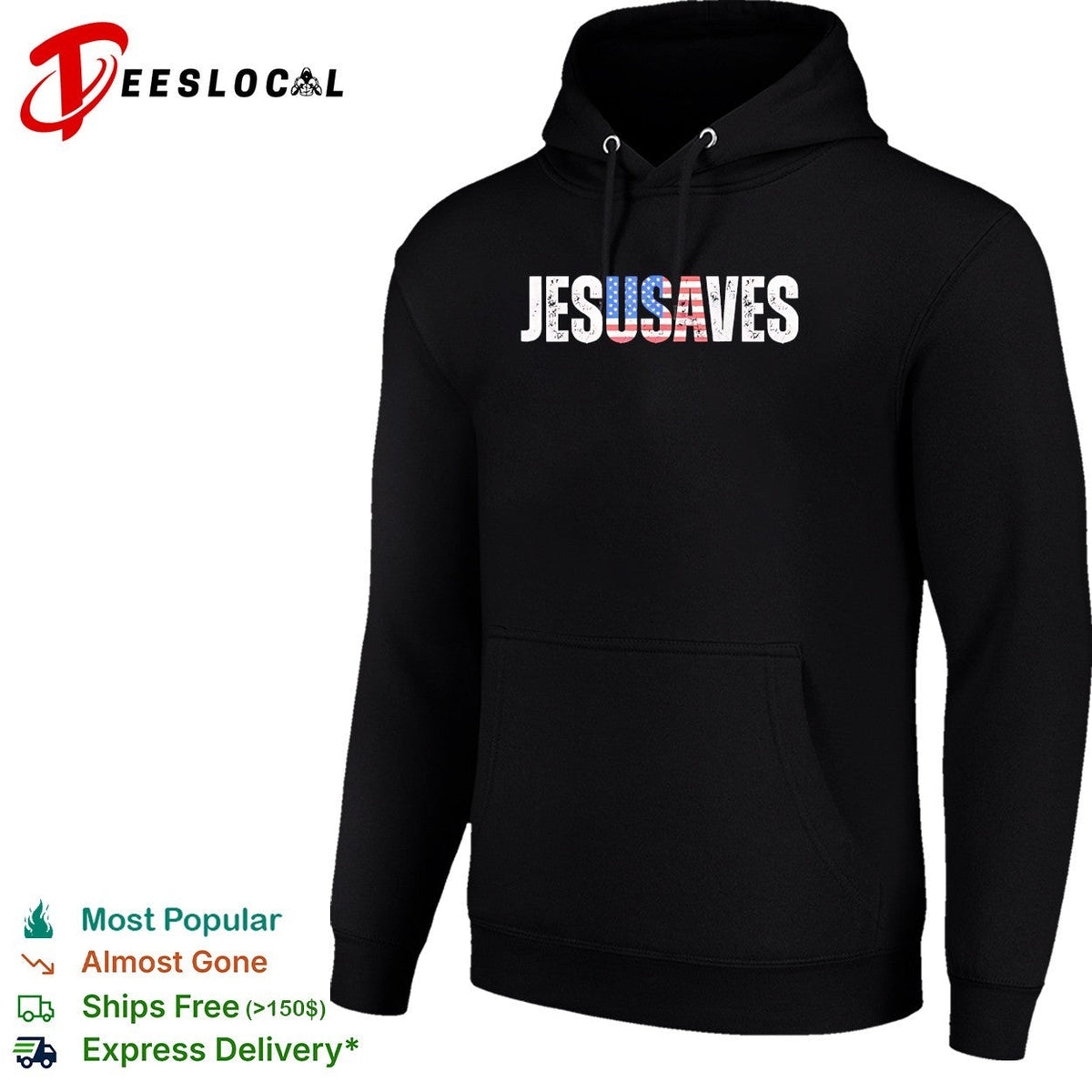 JesUSAves patriotic Christian pun bold text shirt Unisex