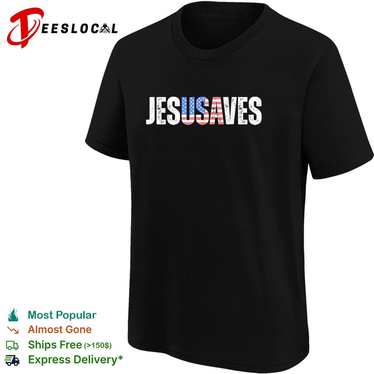 JesUSAves patriotic Christian pun bold text shirt Unisex