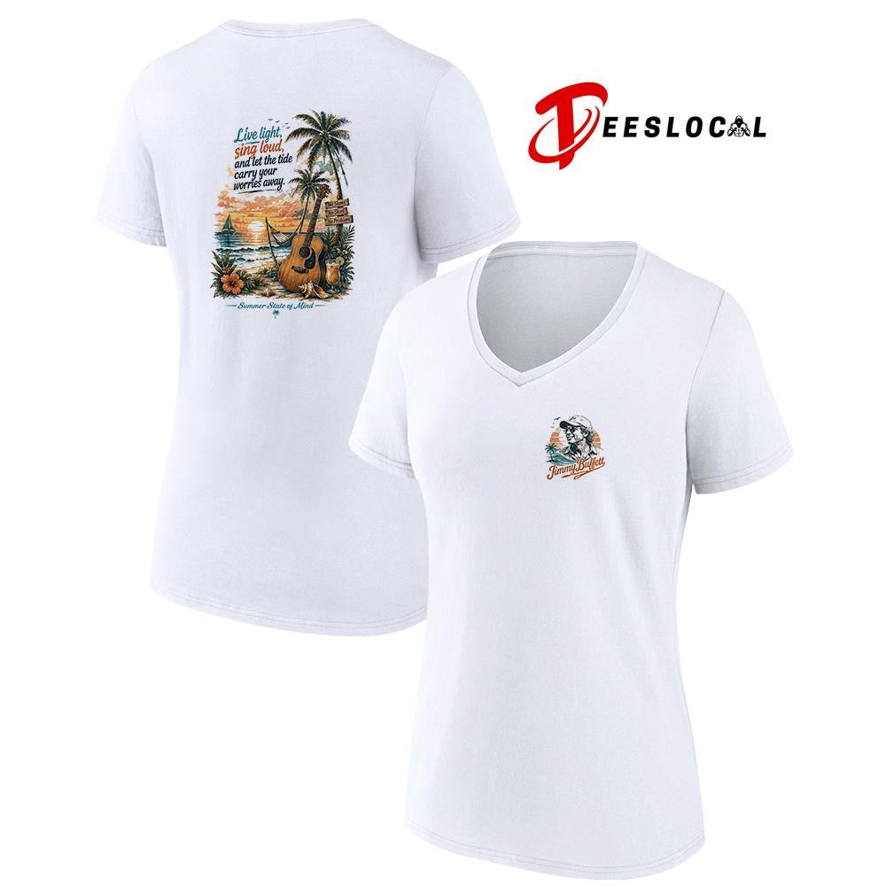 Jimmy Buffett live light sing loud and let the tide carry your worries away graphic shirt Unisex