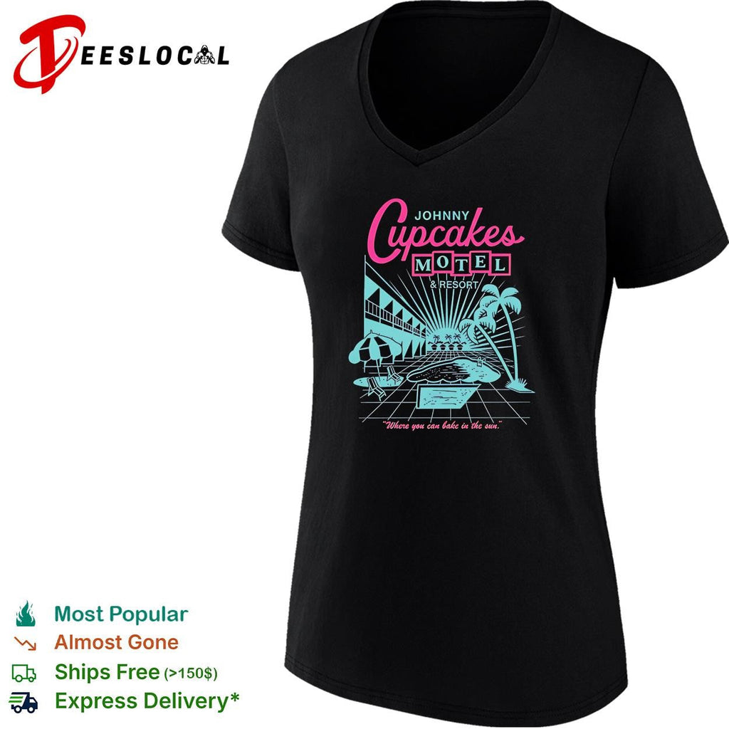 Johnny Cupcakes motel and resort where you can bake in the sun shirt Unisex