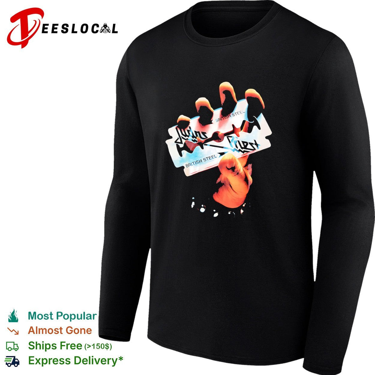 Judas Priest British Steel Razor Blade Heavy Metal Music Band Logo Graphic shirt Unisex