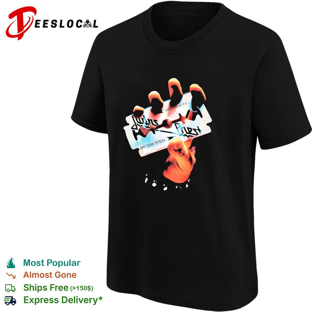 Judas Priest British Steel Razor Blade Heavy Metal Music Band Logo Graphic shirt Unisex