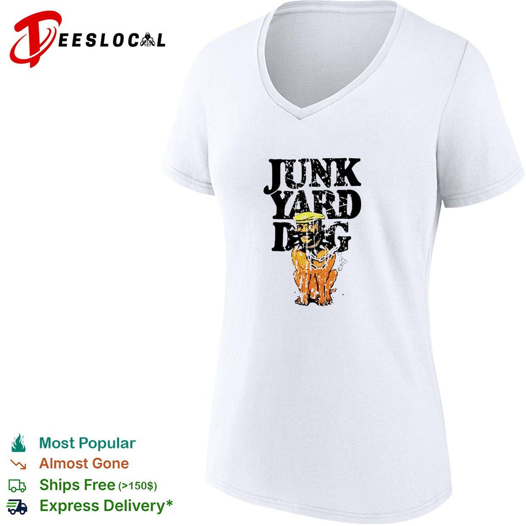 Junkyard dog wearing hat cartoon shirt Unisex