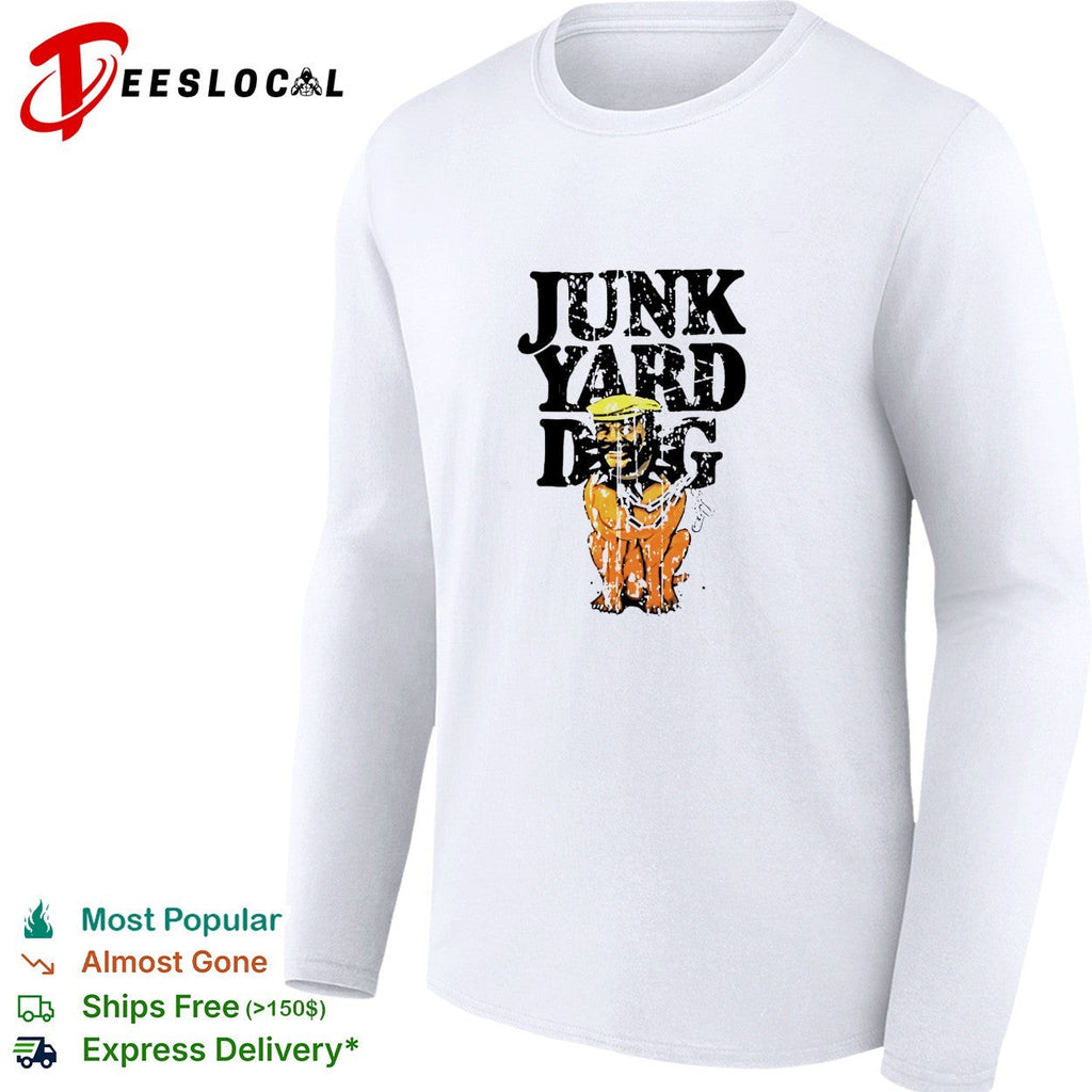 Junkyard dog wearing hat cartoon shirt Unisex