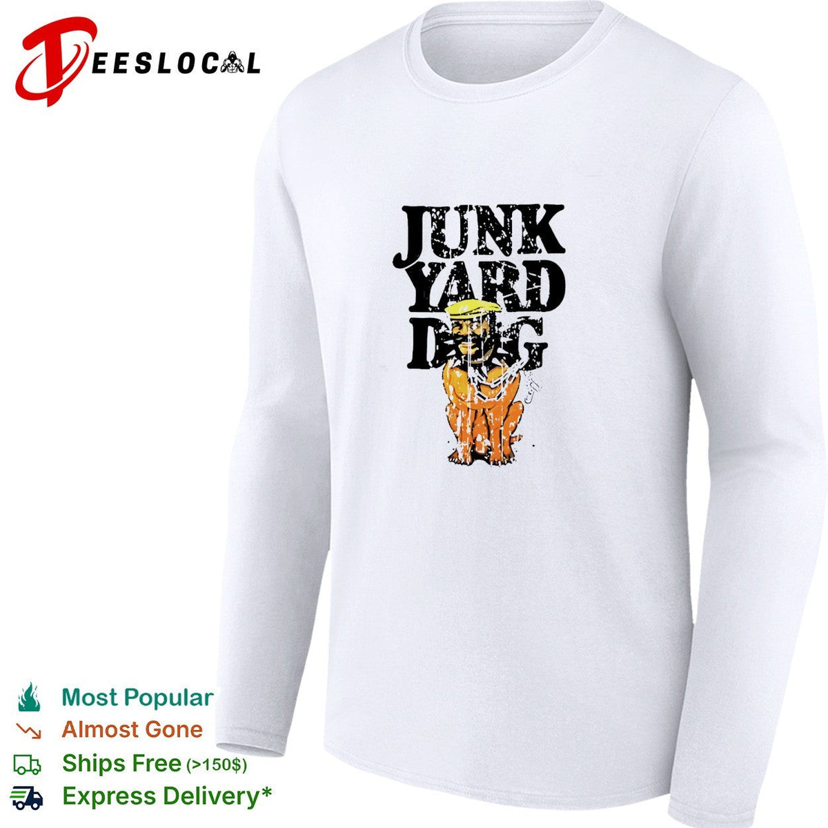 Junkyard dog wearing hat cartoon shirt Unisex