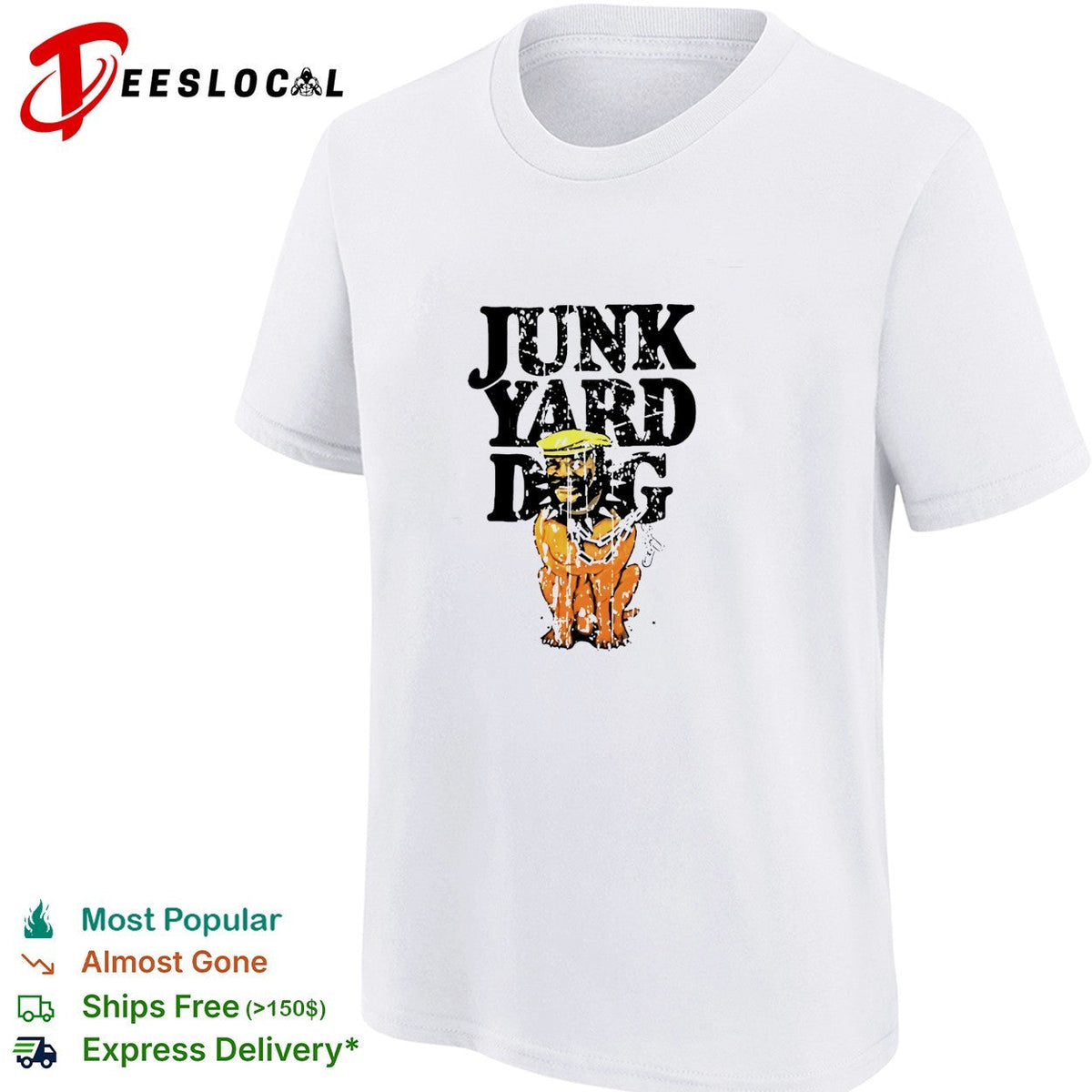 Junkyard dog wearing hat cartoon shirt Unisex