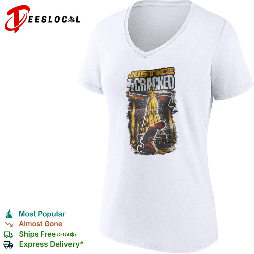 Justice can never be cracked Lady Justice blindfolded kneeling figure shirt Unisex