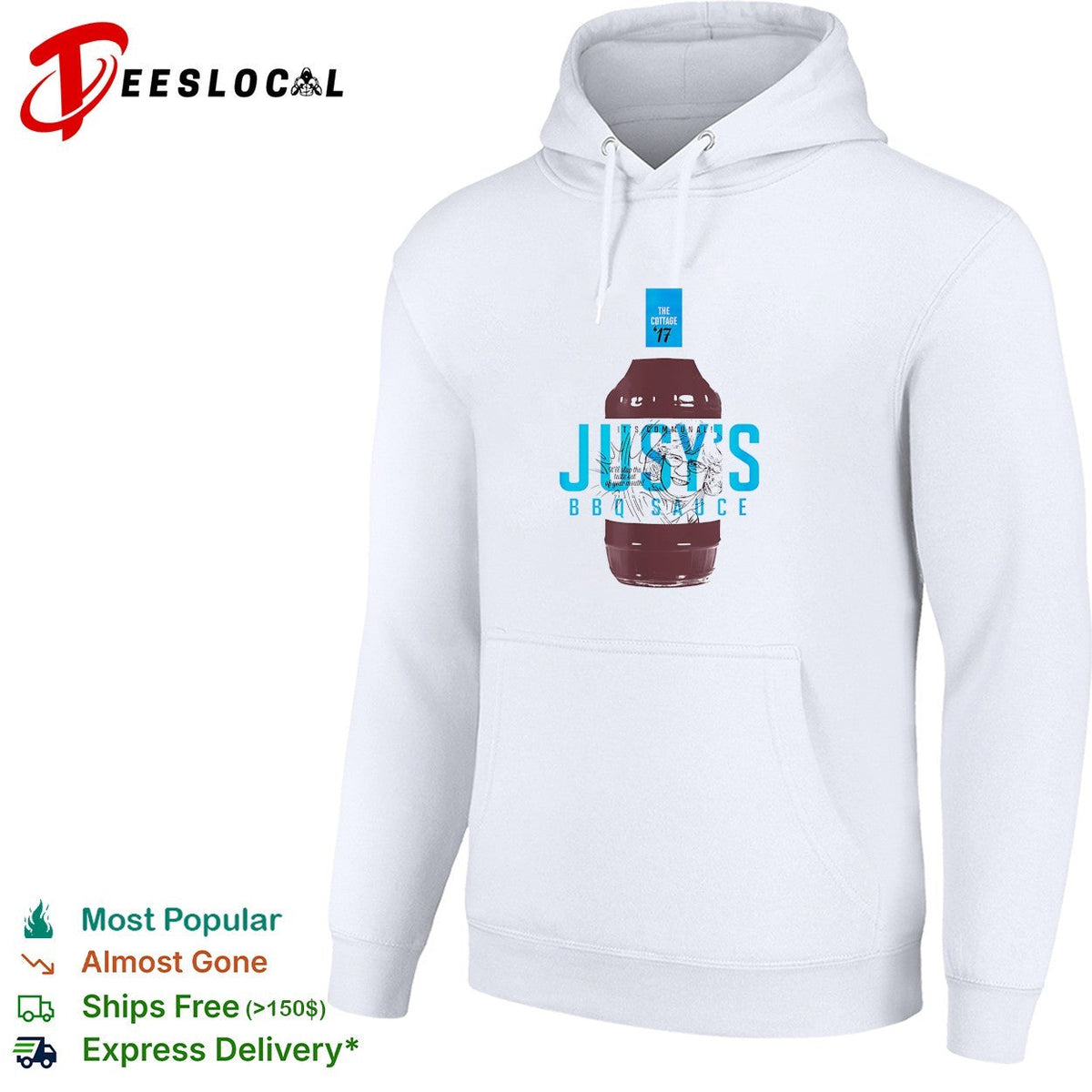 Jusy’s BBQ Sauce The Cottage ’17 it’s communal bottle label illustration graphic shirt Unisex