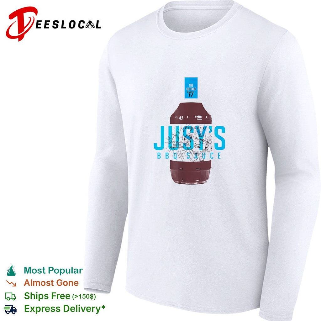 Jusy’s BBQ Sauce The Cottage ’17 it’s communal bottle label illustration graphic shirt Unisex