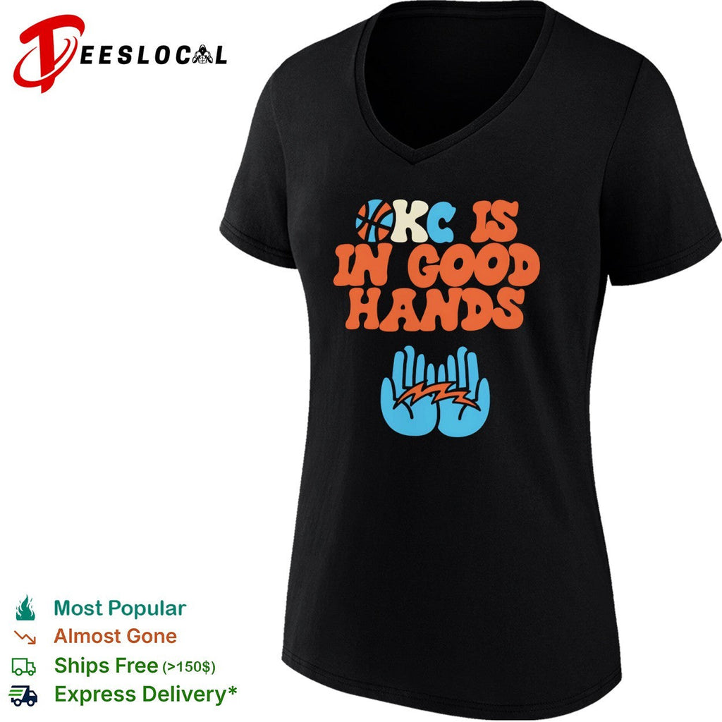 KC Is in Good Hands Kansas City Basketball Sports Lightning Hands Graphic Shirt Unisex
