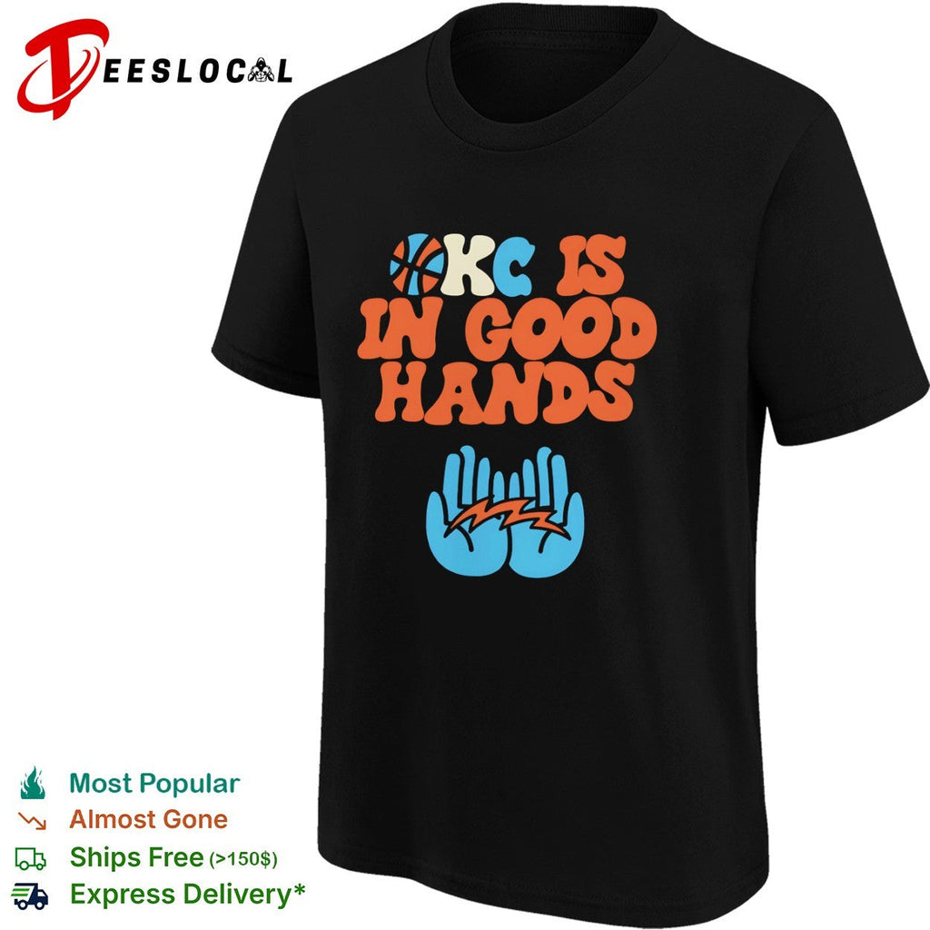 KC Is in Good Hands Kansas City Basketball Sports Lightning Hands Graphic Shirt Unisex
