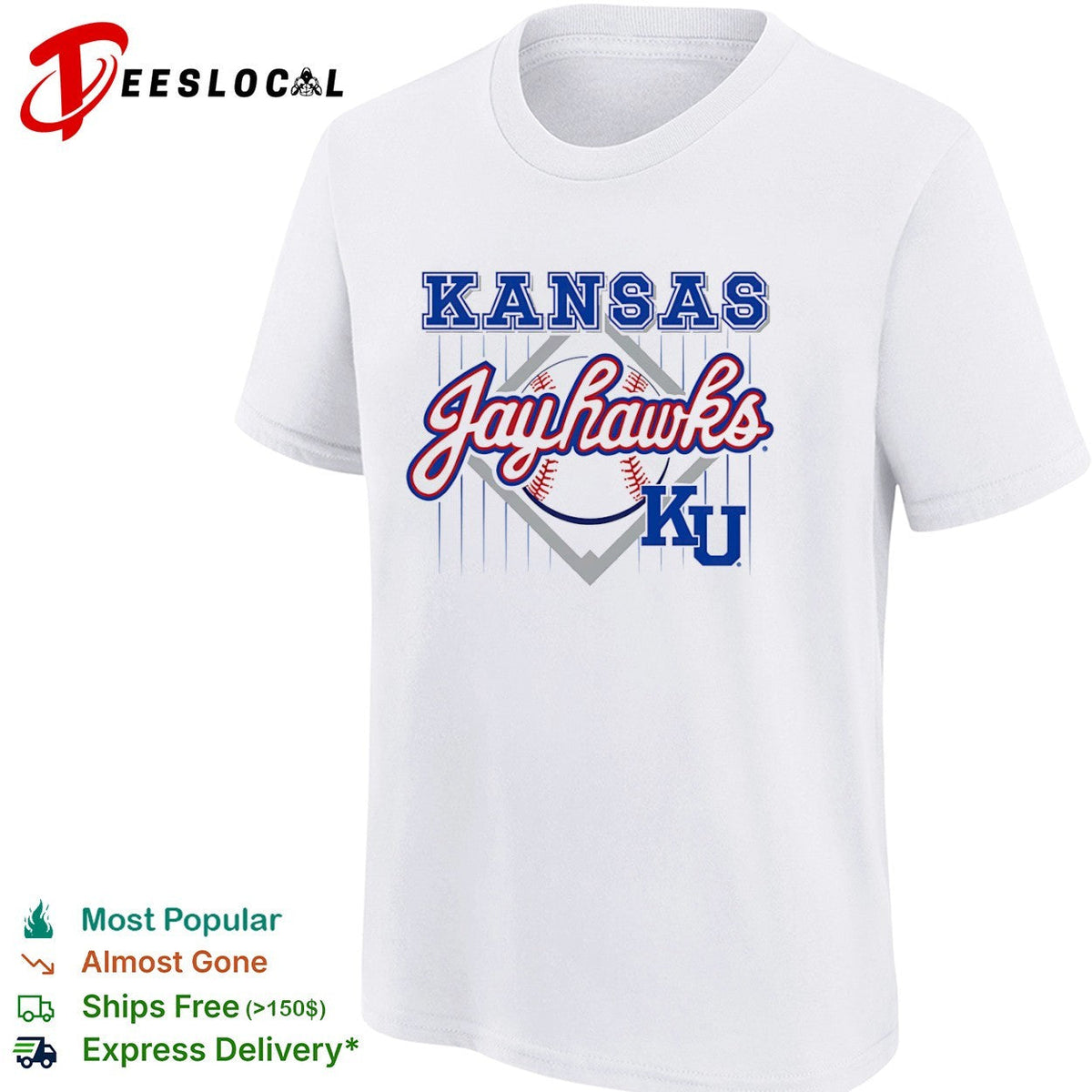 Kansas Jayhawks KU baseball logo team shirt Unisex