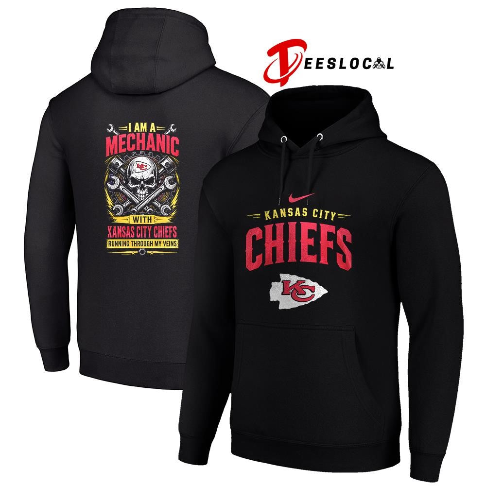 KansasCityChiefsIamamechanicrunningthroughmyveinsskeletonshirt Unisex