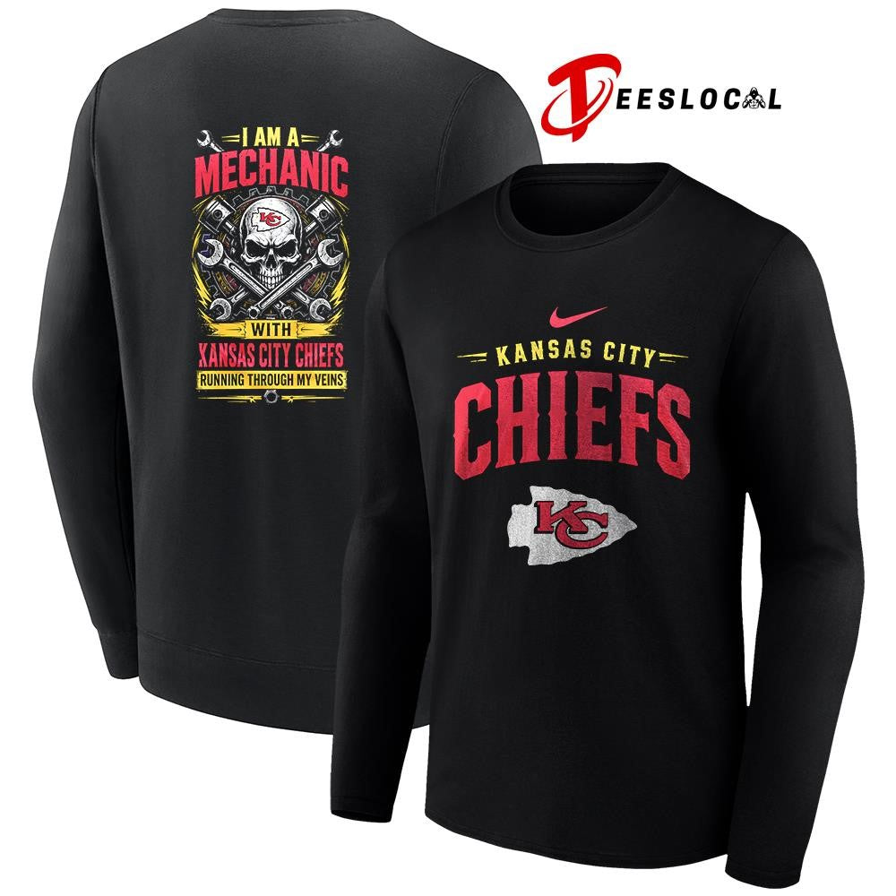 KansasCityChiefsIamamechanicrunningthroughmyveinsskeletonshirt Unisex