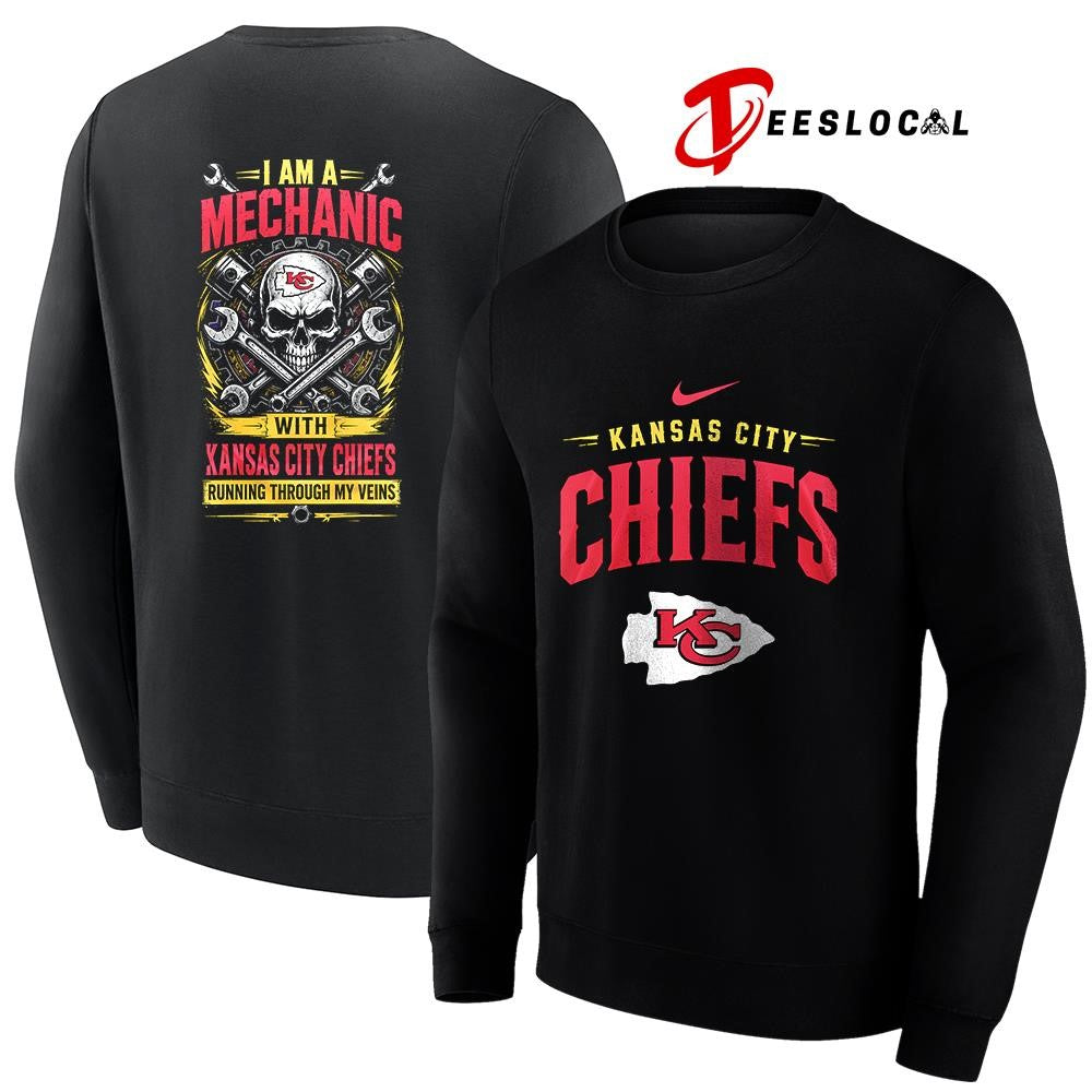 KansasCityChiefsIamamechanicrunningthroughmyveinsskeletonshirt Unisex