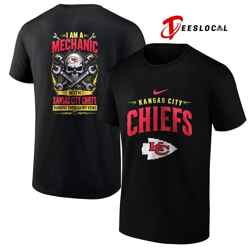 KansasCityChiefsIamamechanicrunningthroughmyveinsskeletonshirt Unisex