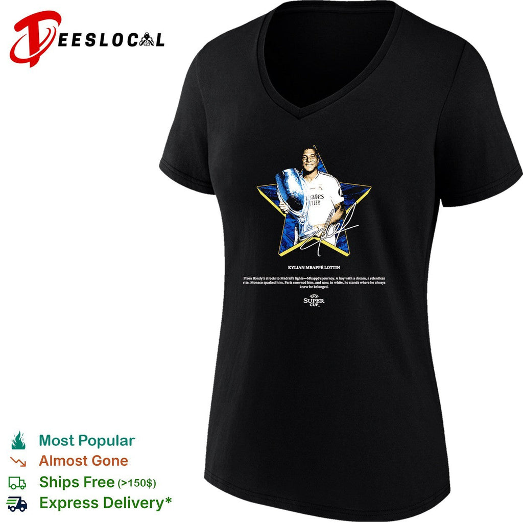 Kylian Mbappe Lottin Real Madrid UEFA super cup signature shirt Unisex