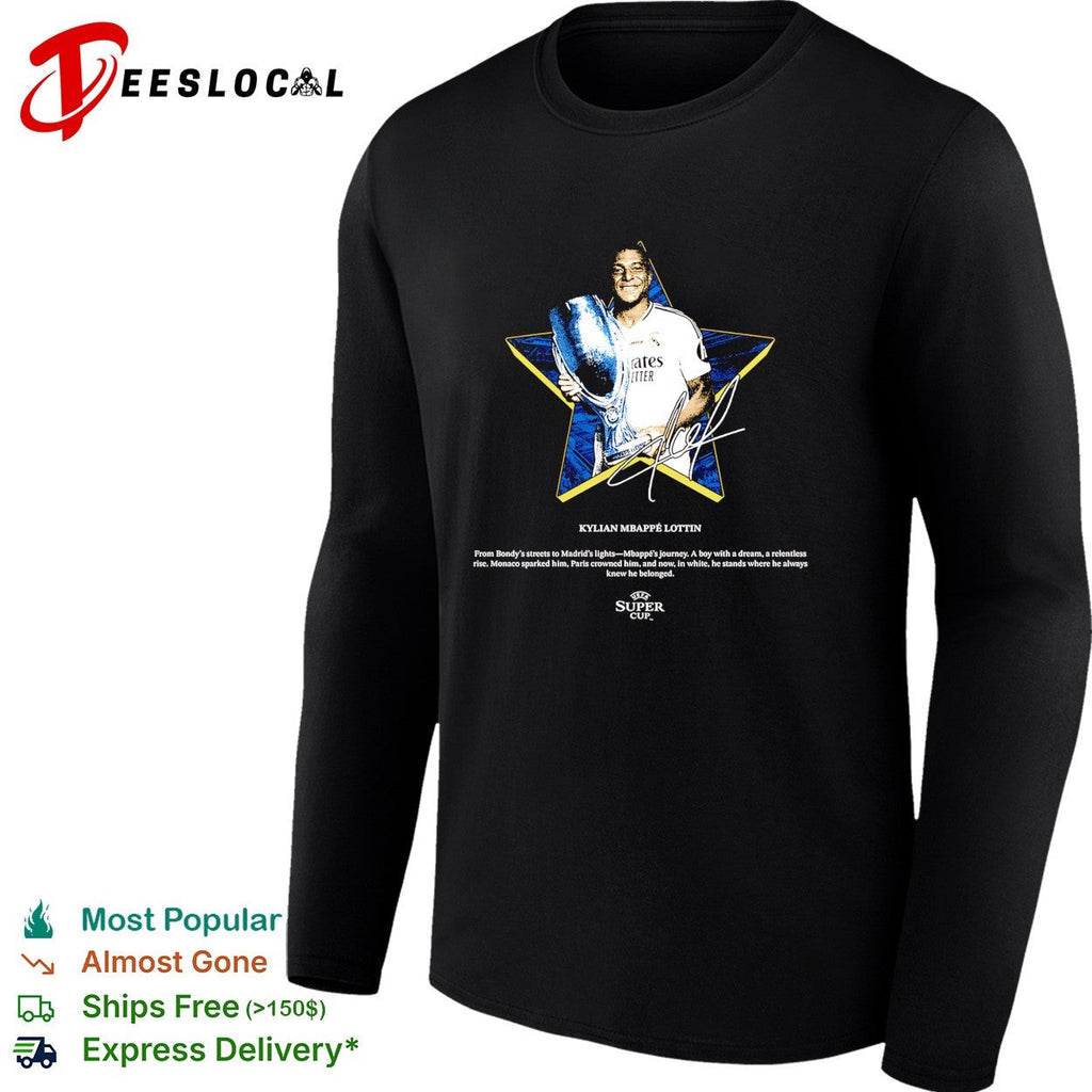 Kylian Mbappe Lottin Real Madrid UEFA super cup signature shirt Unisex