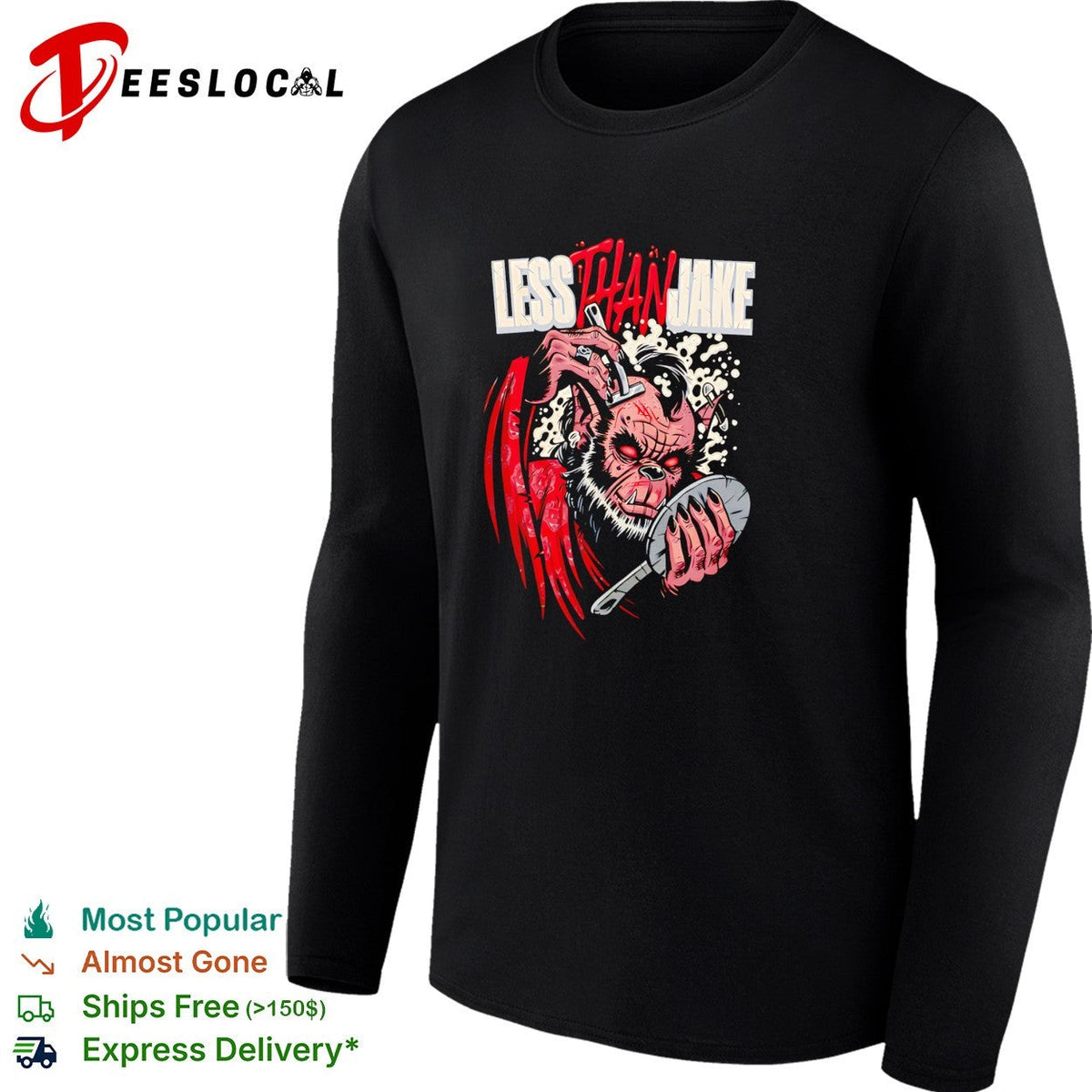 Less Than Jake monkey demon horror band art shirt Unisex