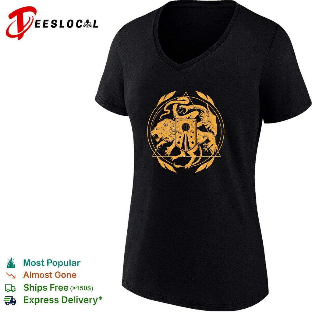 Lion dragon snake crest heraldic gold emblem gothic shirt Unisex