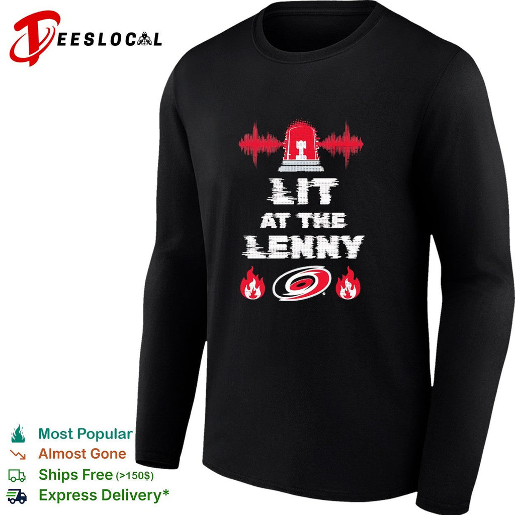 Lit at the Lenny Carolina Hurricanes NHL Hockey Emergency Siren Logo Fire shirt Unisex