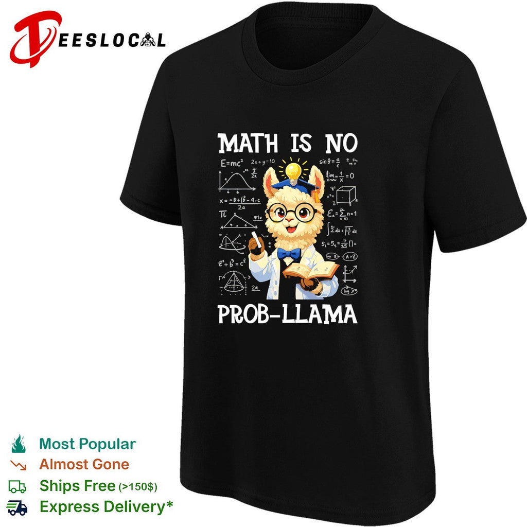Llama scientist holding test tube math is no prob llama shirt Unisex