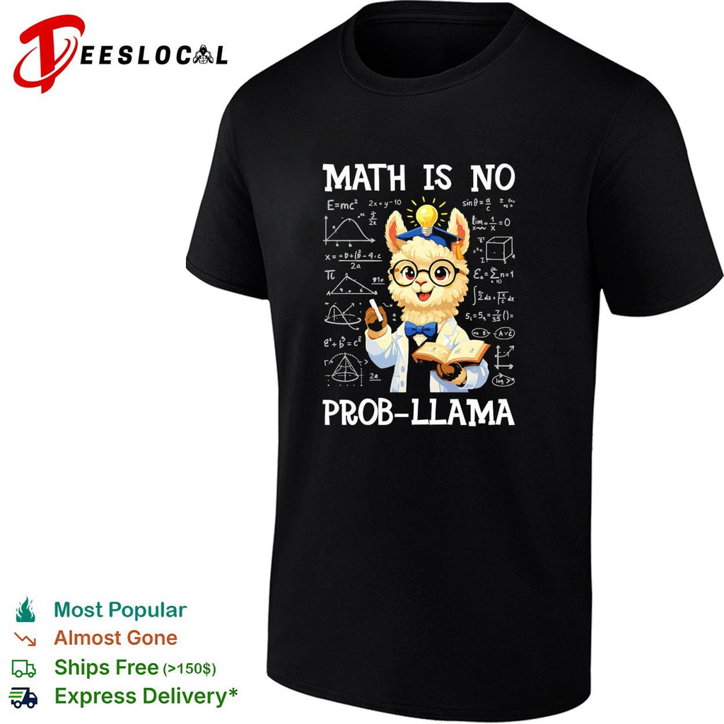 Llama scientist holding test tube math is no prob llama shirt Unisex