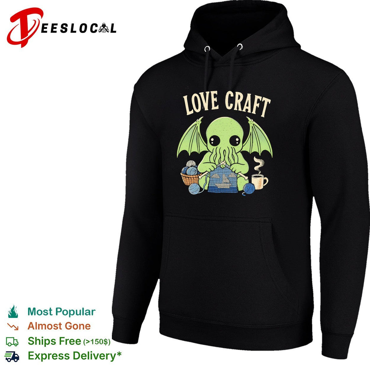 Love Craft Cthulhu Knitting Yarn Coffee Steam Parody Pop Culture Mythos Shirt Unisex
