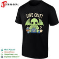 Love Craft Cthulhu Knitting Yarn Coffee Steam Parody Pop Culture Mythos Shirt Unisex