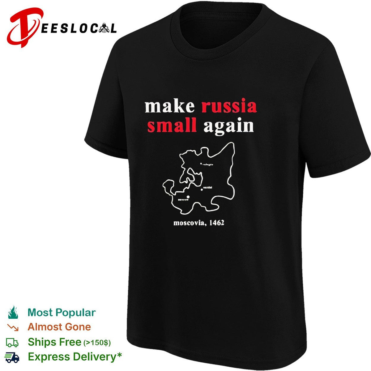 Make Russia Small Again Moscovia 1462 History Political Satire Map shirt Unisex