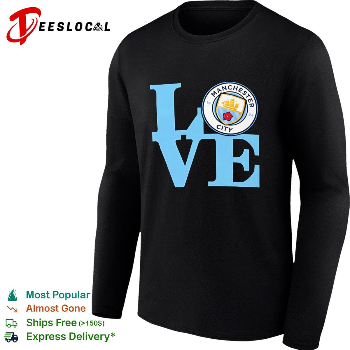 Manchester City LOVE Logo Soccer Fan Apparel Premier League Football Club shirt Unisex