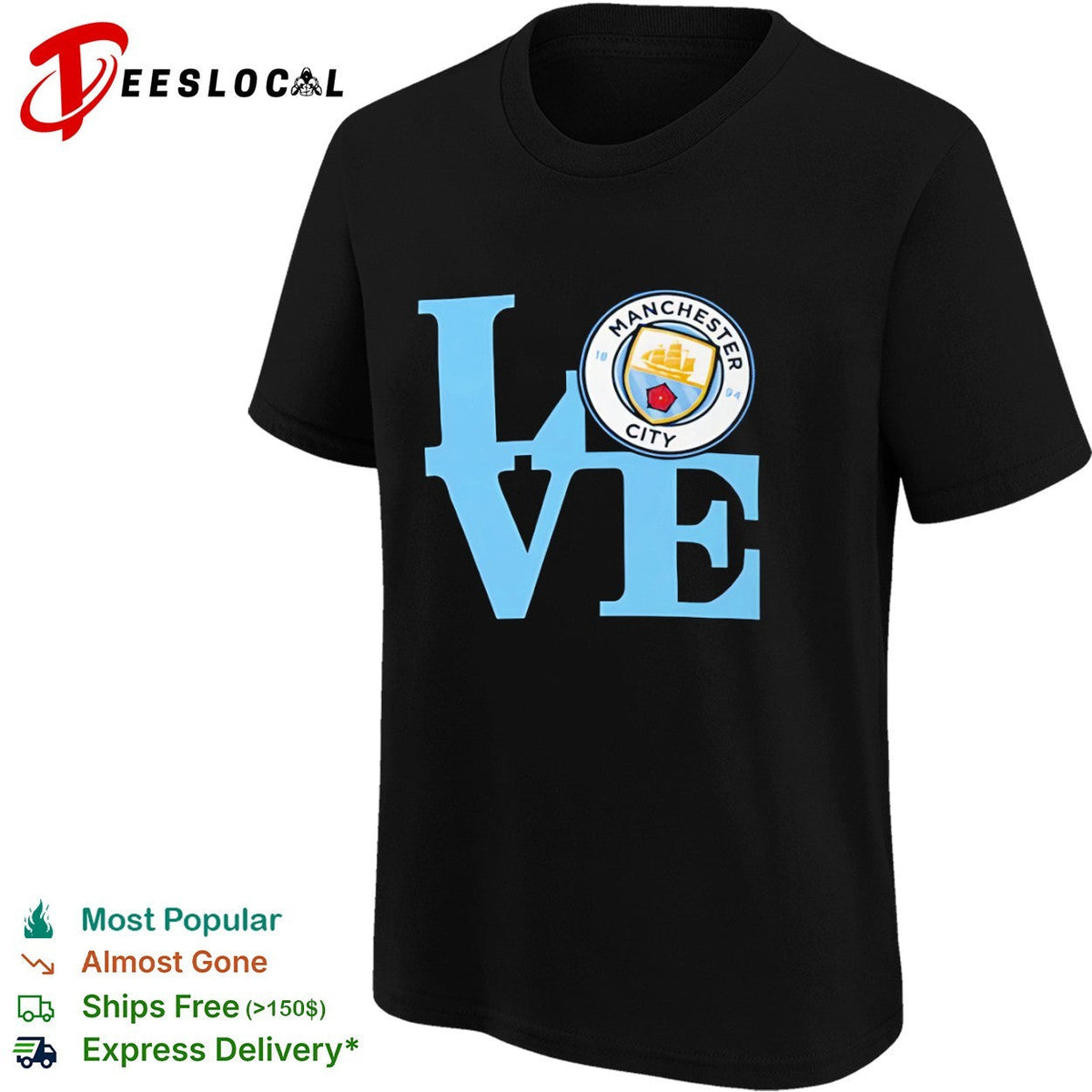 Manchester City LOVE Logo Soccer Fan Apparel Premier League Football Club shirt Unisex