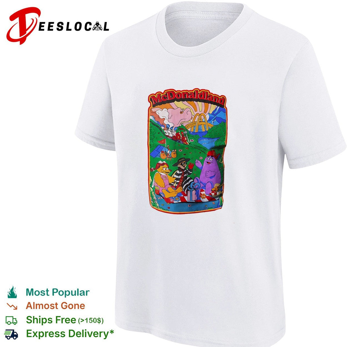 McDonaldland picnic characters Hamburglar Grimace Birdie McDonaldland train shirt Unisex