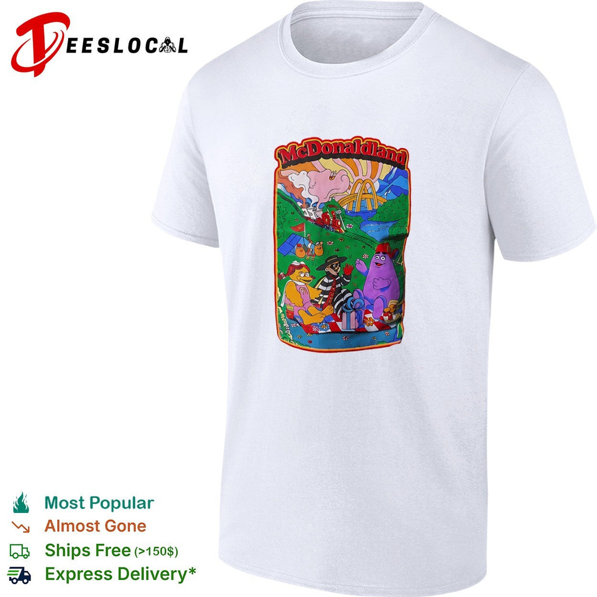 McDonaldland picnic characters Hamburglar Grimace Birdie McDonaldland train shirt Unisex