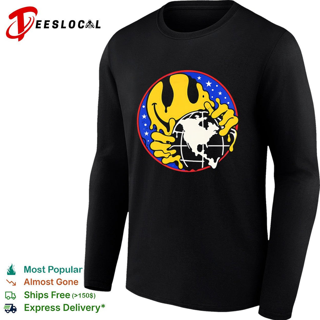 Melting Smiley Face Globe Earth Stars Space shirt Unisex