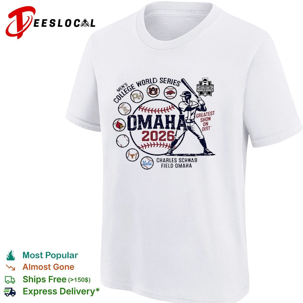 Men’s College World Series Omaha 2026 Greatest Show on Dirt Charles Schwab Field shirt Unisex