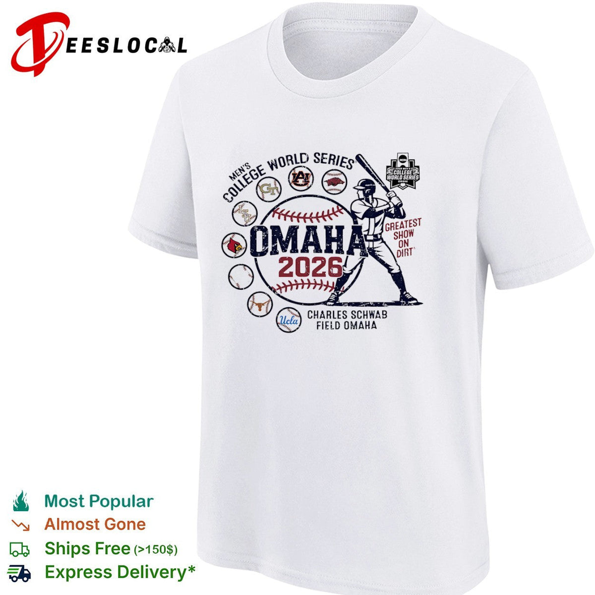 Men’s College World Series Omaha 2026 Greatest Show on Dirt Charles Schwab Field shirt Unisex
