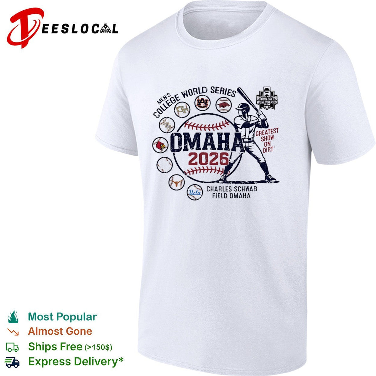 Men’s College World Series Omaha 2026 Greatest Show on Dirt Charles Schwab Field shirt Unisex