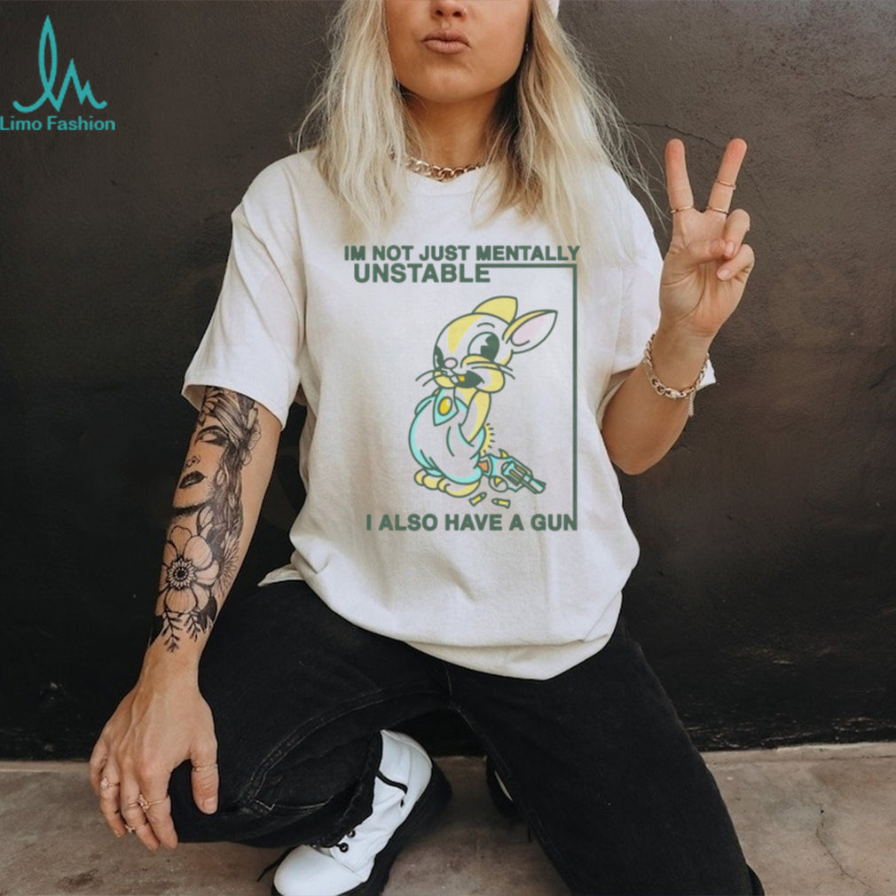 Mentally Unstable Rabbit with a Gun cartoon bunny shirt