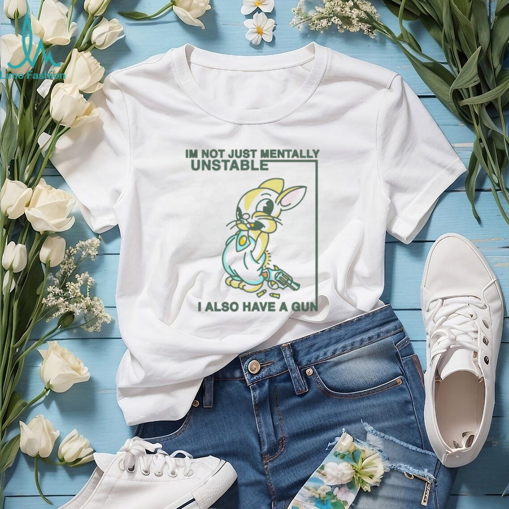 Mentally Unstable Rabbit with a Gun cartoon bunny shirt
