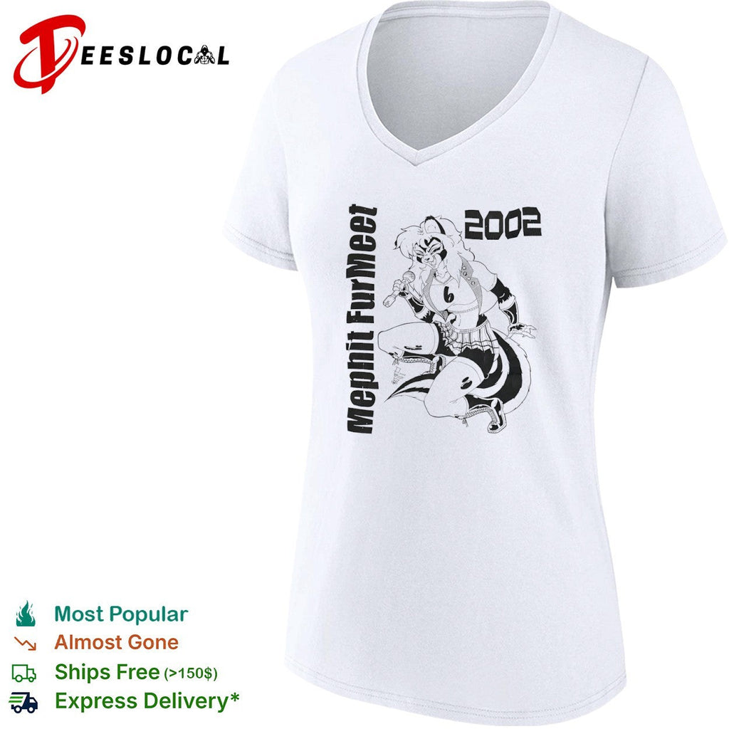 Mephit Fur Meet 2002 Skunk Character Singing Microphone Mascot Memphis Furry shirt Unisex