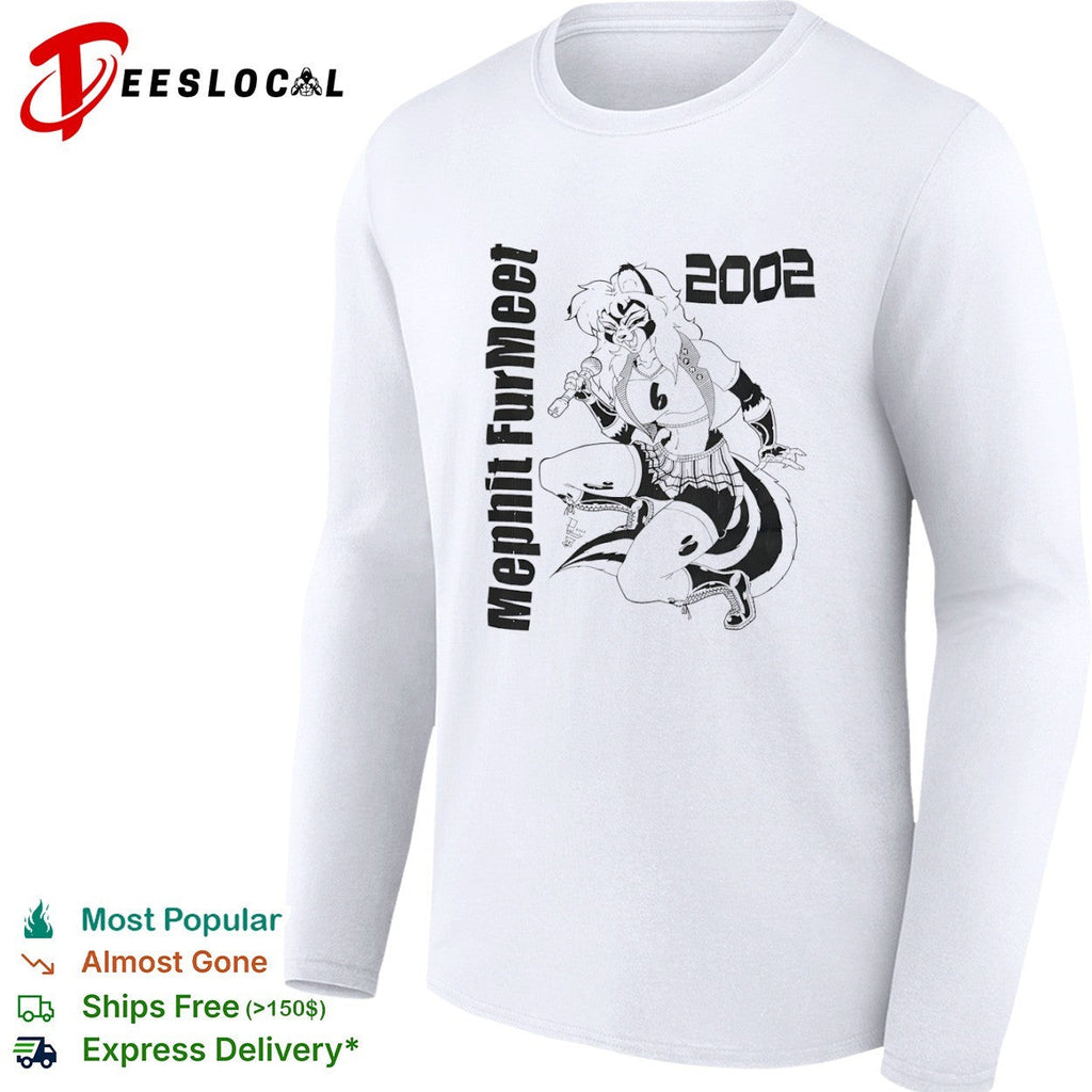 Mephit Fur Meet 2002 Skunk Character Singing Microphone Mascot Memphis Furry shirt Unisex