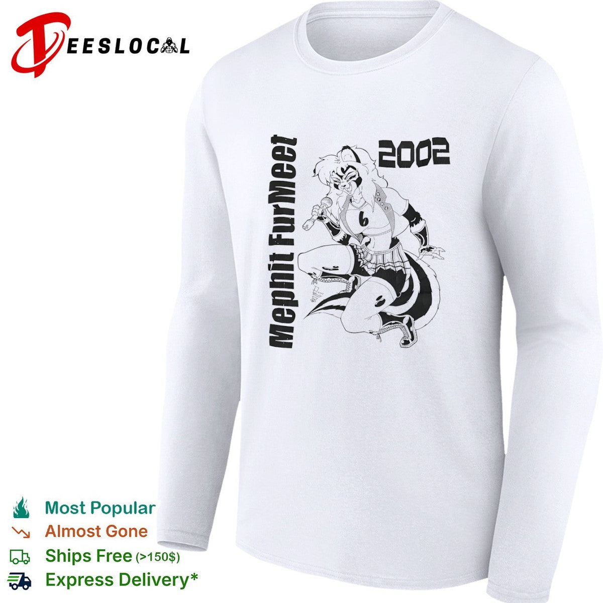 Mephit Fur Meet 2002 Skunk Character Singing Microphone Mascot Memphis Furry shirt Unisex