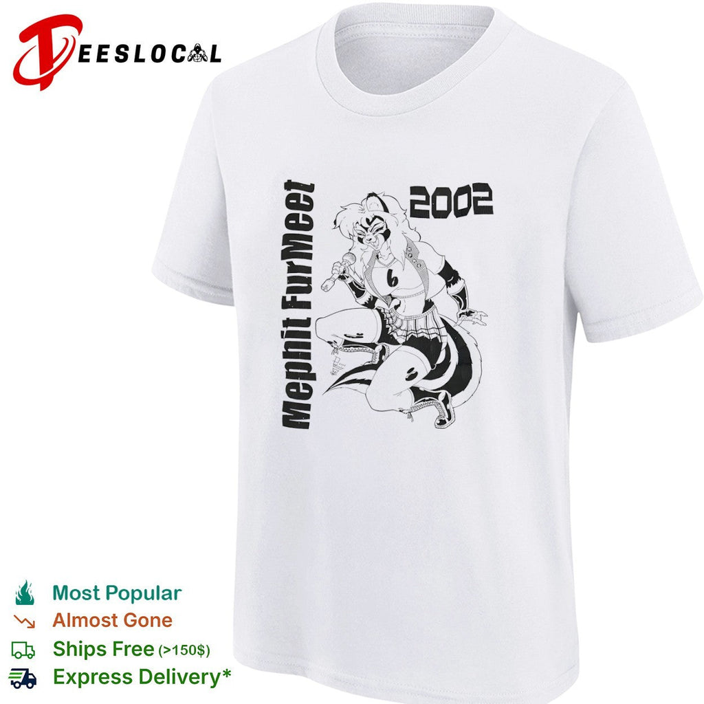 Mephit Fur Meet 2002 Skunk Character Singing Microphone Mascot Memphis Furry shirt Unisex