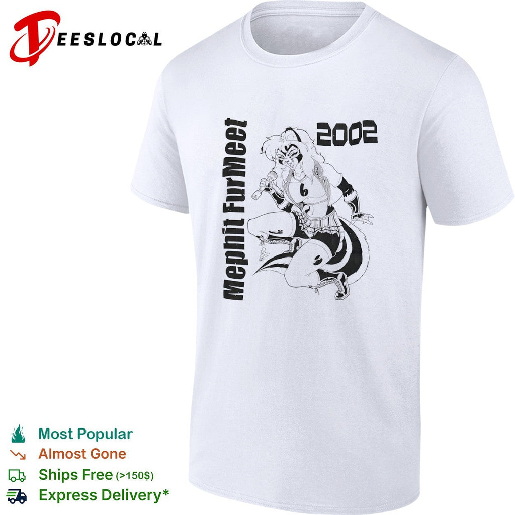 Mephit Fur Meet 2002 Skunk Character Singing Microphone Mascot Memphis Furry shirt Unisex