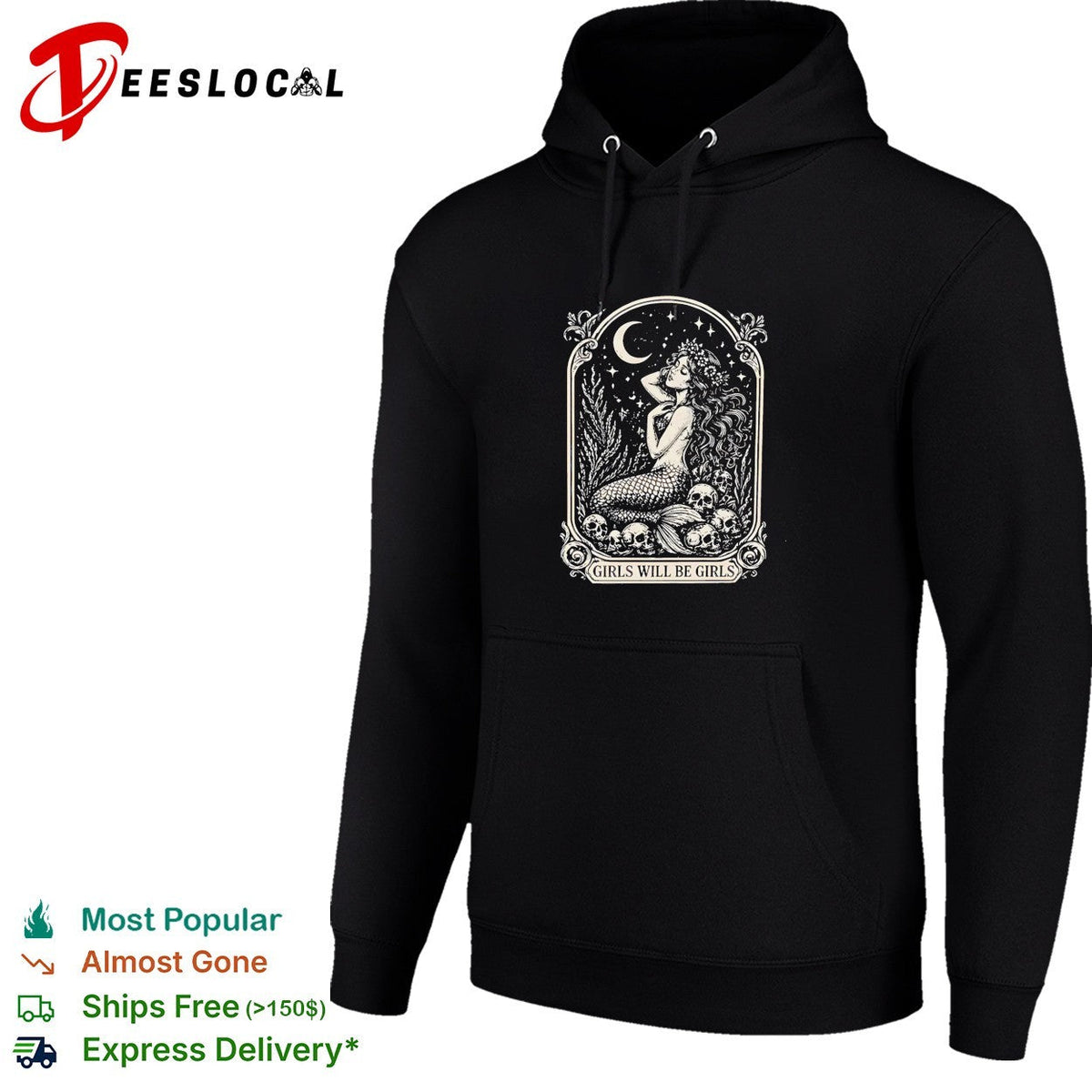 Mermaid sitting on rocks girls will be girls shirt Unisex