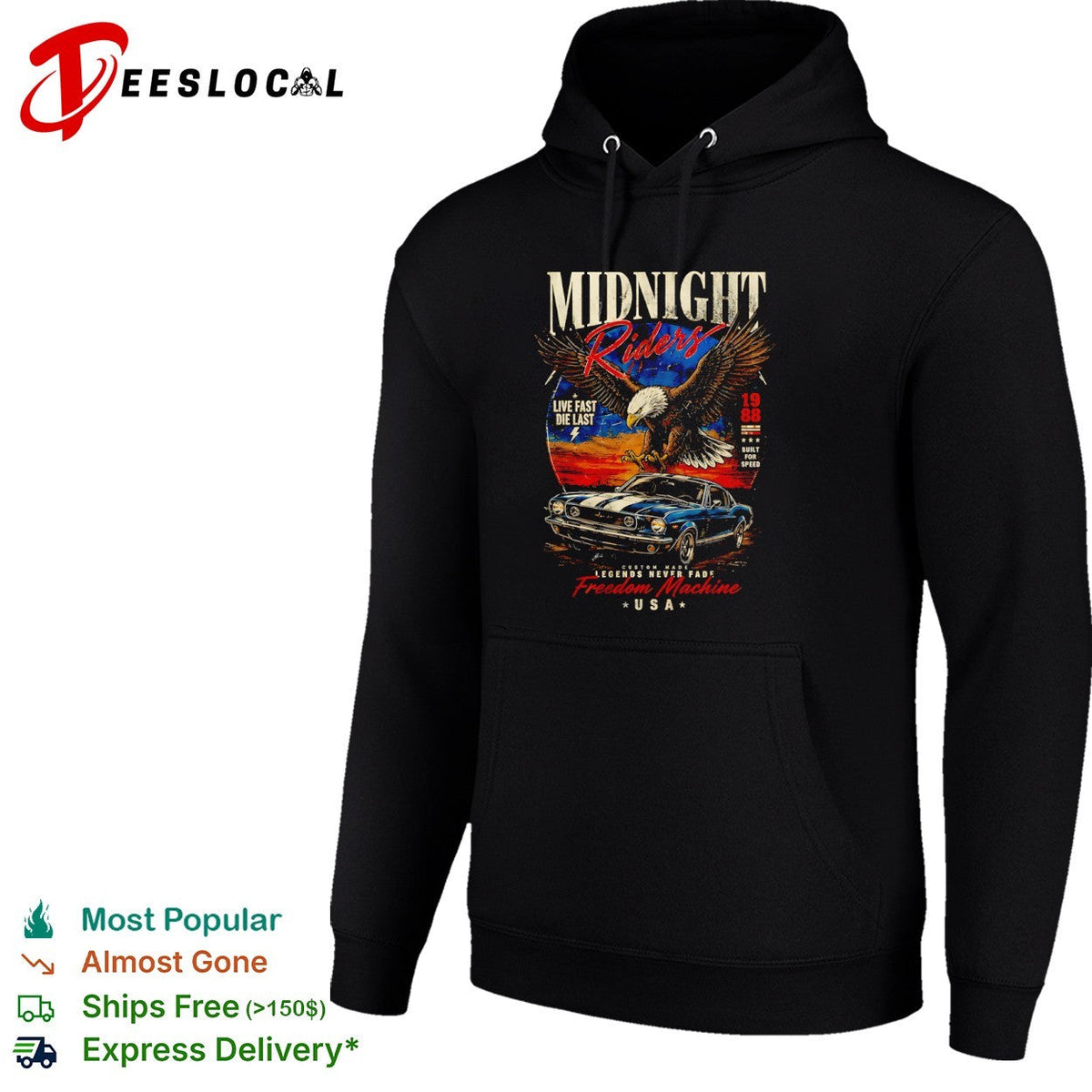 Midnight Riders 1988 freedom machine Mustang USA eagle shirt Unisex