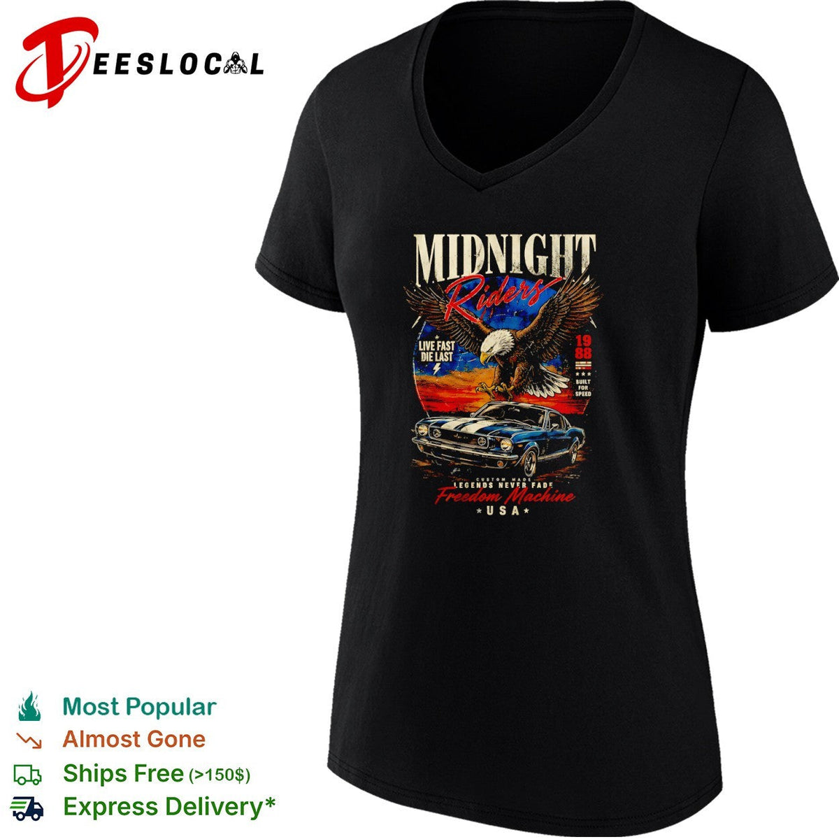 Midnight Riders 1988 freedom machine Mustang USA eagle shirt Unisex