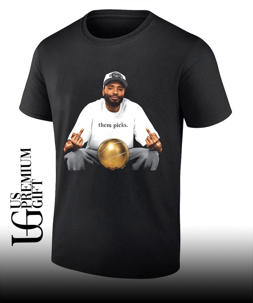 Mikal Bridges wearing Them Picks middle finger shirt Unisex